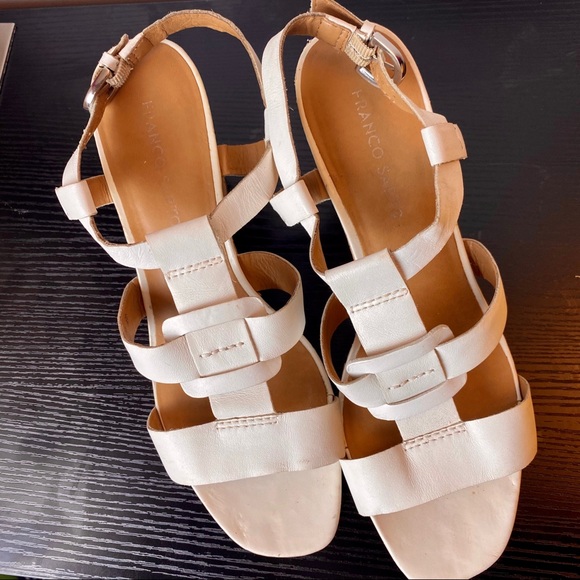 Franco Sarto White Strappy Wedge Sandals Size 9.5 - Picture 2 of 8